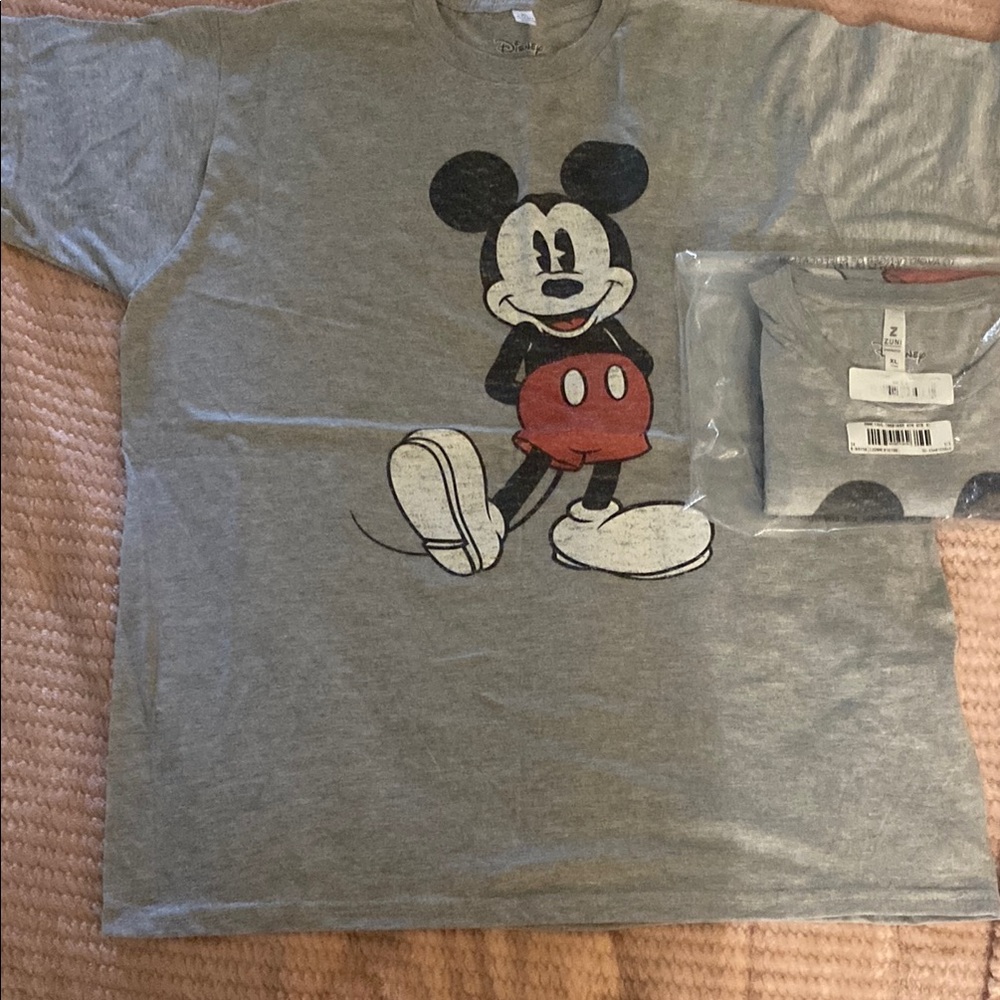 Two matching classic Disney Mickey Mouse shirts